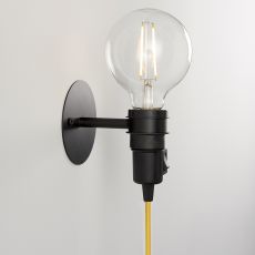 Studio 1 Light E27 Matt Black Painted Switched Plug-In Wall Light