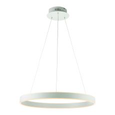 Gen Ring 1 Light LED Integrated Adjustable Pendant Matt White Finish With Frosted Diffuser