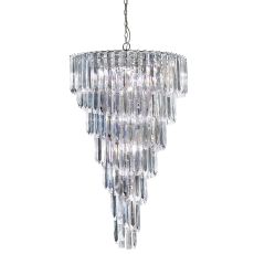 Sigma 9 Light Chrome Chandelier With Clear Acrylic Rods