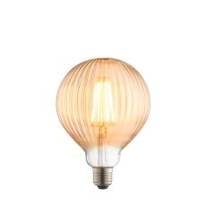 Ribb E27 4W 400lm LED 125mm Diameter Bulb In Amber Tinted Glass