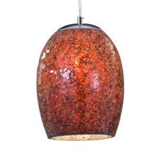 Crackle - 1 Light Pendant, Red Mosaic Glass & Satin Silver Suspensionension