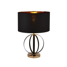 Searchlight 8072BGO Single Table Lamp Black And Gold With Black Shade/Gold Inner Finish