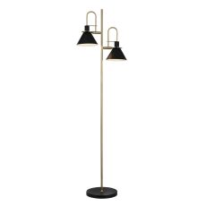 Trombone 2 Light Floor Lamp In Black/Brass