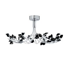 Wisteria 10 Light Chrome Fitting With Black Leaves