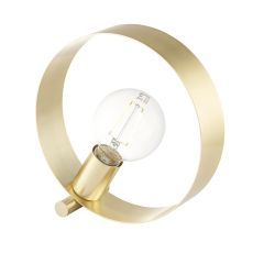 Hoop 1 Light E27 Brushed Brass Table Lamp With Inline Switch