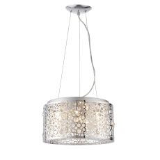 Fayola 6 Light G9 Chrome Laser Cut Pendant Ceiling Light With K5 Faceted Crystals