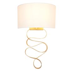 Afflitto 1 Light E27 Dimmable Wall Light Gold With Ivory Shade