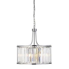 Victoria 5 Light Drum Pendant, Chrome With Crystal Glass