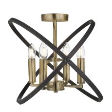 Hoopla 4 Light Semi Flush, Bronze