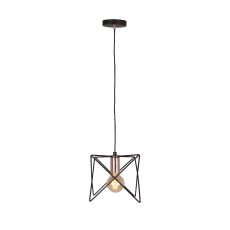 Searchlight 8411-1BK Anthea Single Pendant Black Frame With Copper Detail Finish