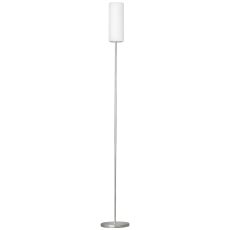 Troy 1 Light E27 Satin Nickel Floor Lamp With Glass Opal Matt Shade With Foot Switch