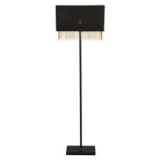 1 Light Floor Lamp In Black With Gold Chains And Black Shade