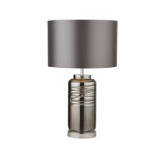 Searchlight 8737SM Single Table Lamp  Smoked Column Ridged Glass With Grey Shade Finish
