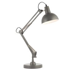 Marshall 1 Light E27 Slate Grey With Satin White Inner Shade Table Lamp