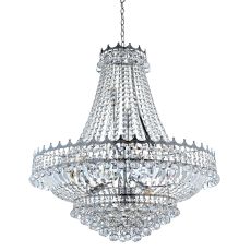 Versailles - 13 Light (Diameter 82cm) Clear Crystal Chandelier, Chrome Frame