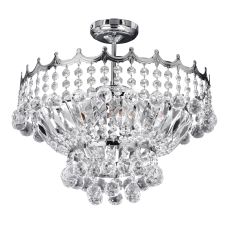 Versailles - 5 Light 39cm Chrome Semi Flush Contemporary Wood Xta