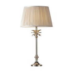 Leaf Small Chic Leaf 1 Light E27 Polished Nickel Table Lamp C/W Freya 14" Oyster Silk Pleated Shade