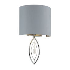 Crown Wall Light -Chrome With Grey Shade And Crystal Drop