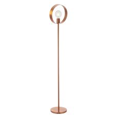 Hoop 1 Light E27 Brushed Copper Floor Lamp C/W Inline Foot Switch