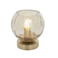 Dimple 1 Light E14 Brushed Brass Table Lamp With inline Switch C/W Champagne Lustre Dimpled Glass Shades