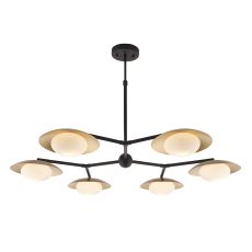 Forma 6 Light G9 Gold & Dark Bronze Adjustable Pendant With Pebble Shaped Glass Shades