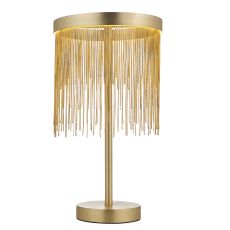 Zelma 1 Light 10W LED Interated Table Lamp Gold  With Gold Effect Hanging Chains C/W Inline Switch