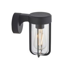 Pacato 1 Light E27 Brushed Black Die Cast IP44 Outdoor Wall Light With Clear Glass Shade