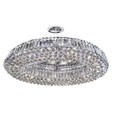 Vesuvius - Oval 10 Light Ceiling, Chrome With Clear Crystal Coffins Trim & Ball Drops