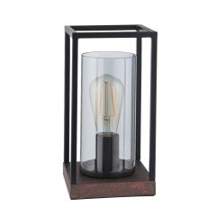 Volta 1 Light E27 Table Lamp Grey Tinted Glass