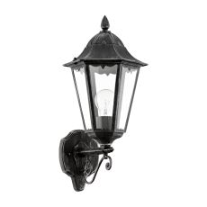 Navedo 1 Light E27 Outdoor IP44 Up Wall Light Black With Clear Glass