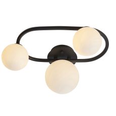 Pulsa 3 Light G9 Black Flush IP44 Bathroom Fitting With Matt White Glass Shades