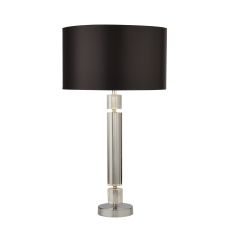 Searchlight 9387CC Single Table Lamp Polished Chrome/Glass With Black Shade Silver Inner Finish