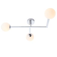 Detriti 3 Light G9 Semi Flush IP44 Bathroom Polished Chrome With Opal Glass