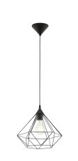 Tarbes 1 Light E27 Black Adjustable Pendant With Black Open Style Shade
