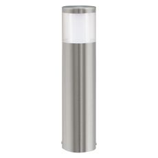 Basalgo 1, 1 Light LED Integrated Outdoor IP44 Stainless Steel Pedestal Light With Clear Plastic Shade