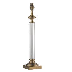 Avebury 1 Light E27 Antique Brass Table Lamp With Clear Glass  Column With On/Off Lampholder Switch (Base Only)