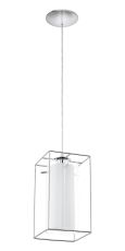 Loncino 1 Light E27 Polished Chrome Adjustable Pendant With Clear & Opal Glass Inner Shade