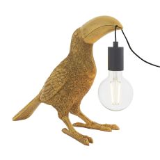 Gatto 1 Light E27 Vintage Gold Toucan Table Lamp With Inline Switch
