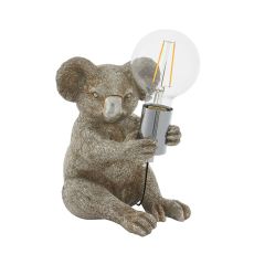 Gatto 1 Light E27 Vintage Silver Koala Table Lamp With Inline Switch