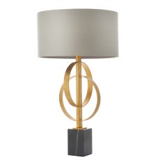Vitra 2 Light E27 Gold Leaf Double Hoop Table Lamp With Inline Switch C/W Mink Shade