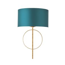 Vitra 1 Light E27 Gold Leaf Hoop Wall Light C/W Teal Shade