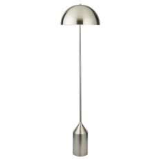 Ovel 1 Light E27 Brushed Nickel Floor Lamp With Gloss White Inner Shade