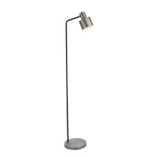 Mayfield 1 Light E27 Brushed Silver & Matt Black Industrial Style Floor Lamp With Switch