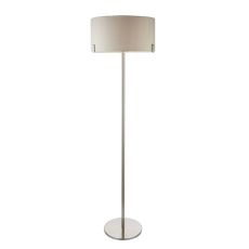 Hayfield 1 Light E27 Satin Nickel Floor Lamp With Switch C/W Pale Grey Fabric Shade