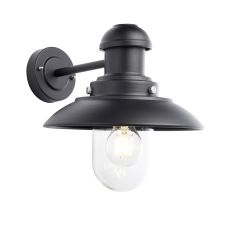 Hareford 1 Light E27 Black Outdoor Modern IP44 Wall Light C/W Clear Glass Shade