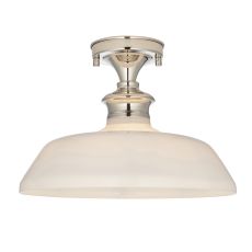 Barford 1 Light E27 Polished Nickel Semi Flush Fitting With Gloss Opal Glass Shade