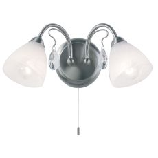 Endon 96372-WBMN Roma Wall Lamp In Matt Nickel With Alabaster Glass Shade 1 Light In Nickel