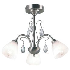 Endon 96373-MN Roma Ceiling Lamp In Matt Nickel With Alabaster Glass Shade 3 Light In Nickel