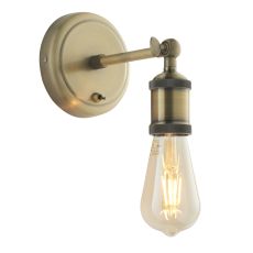 Hal 1 Light E27 Antique Brass Wall Light With Toggle Switch And Adjustable Head