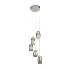 5 Light Multi Drop LED Pendant With Smoked Glass